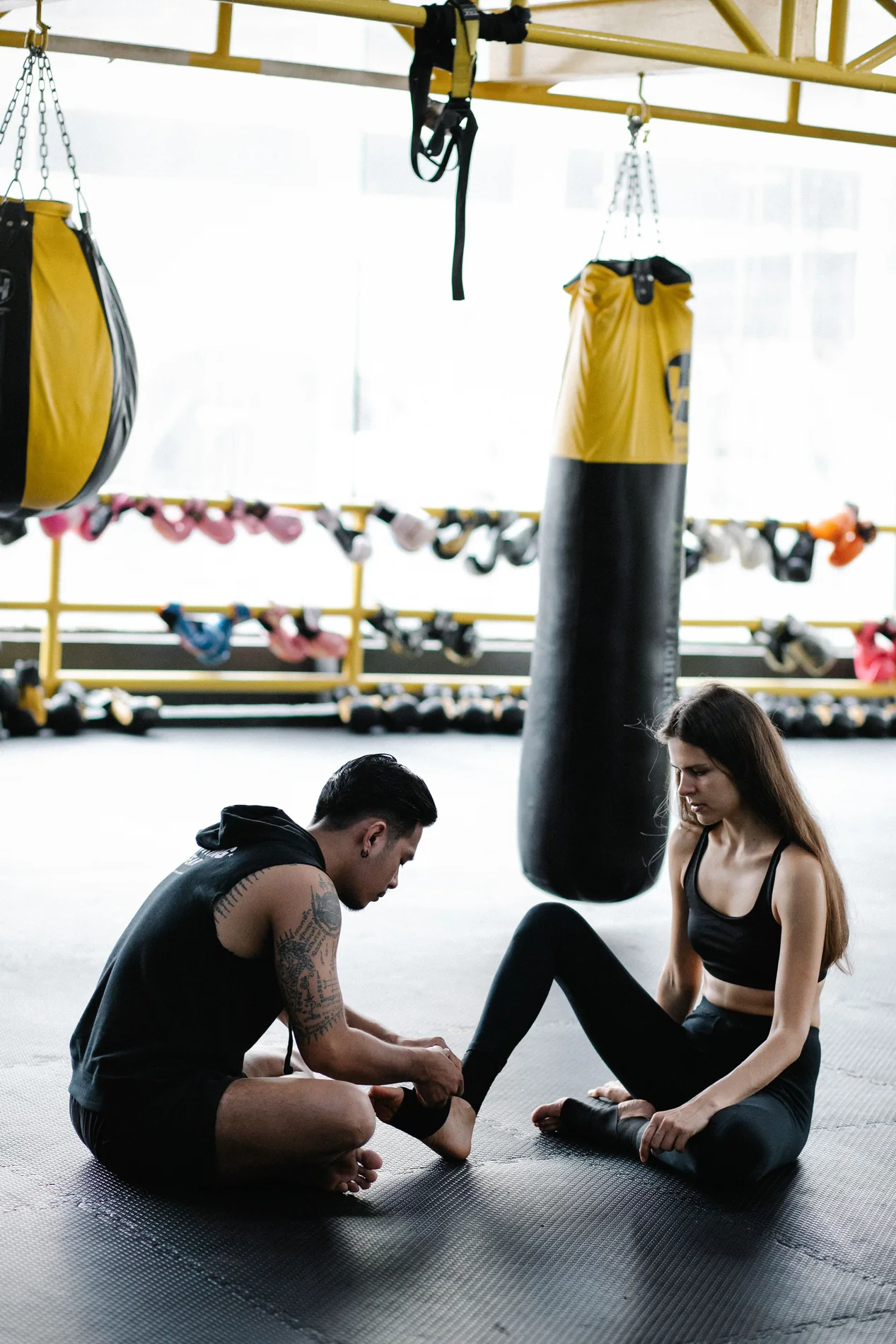 Preparação para treino de boxe